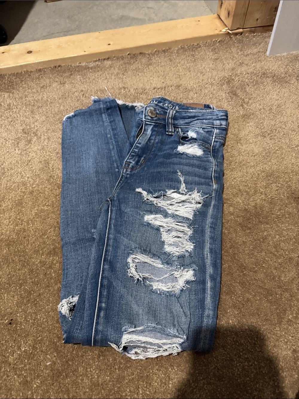 American Eagle Outfitters Ripped Blue Skinny Jeans